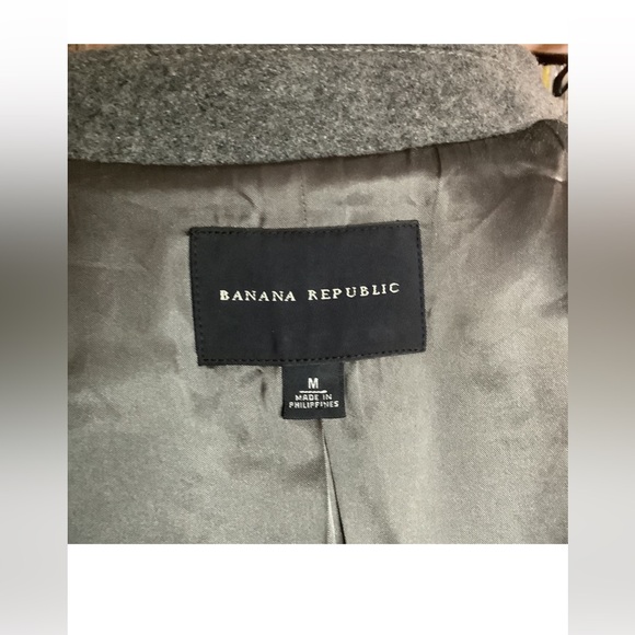 BANANA REPUBLIC Double Breasted Wool Blend Gray Peacoat - Picture 6 of 7